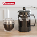 Máquina de bule com êmbolo de vidro para café